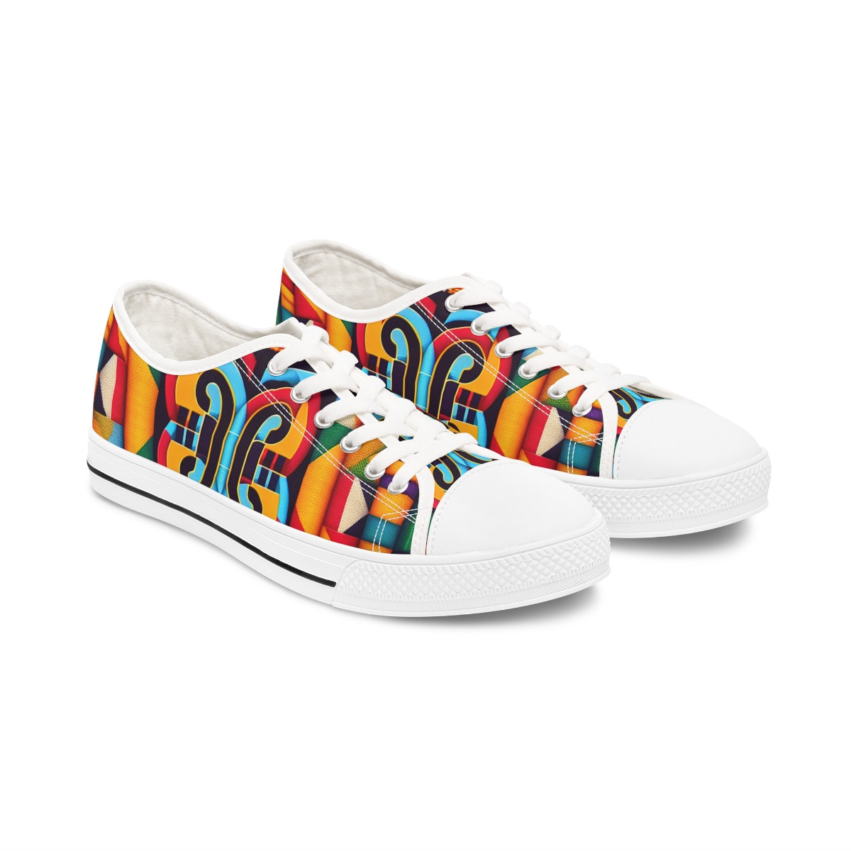 "HeritageStride: Kente Allure Sneakers" - Women's Lowtop Sneakers