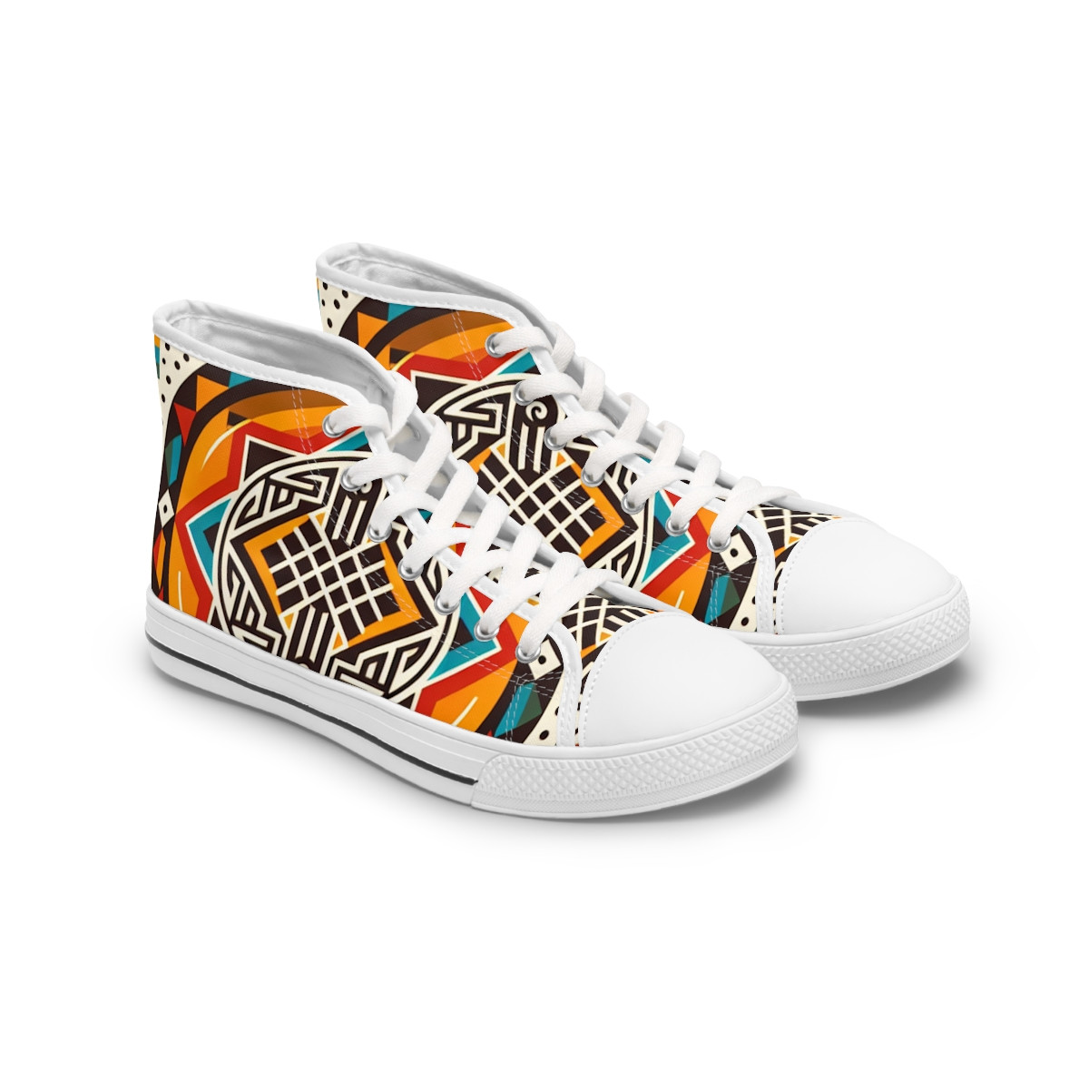 "AfroSplendor Kente Kicks" - Womn's High top Sneakers