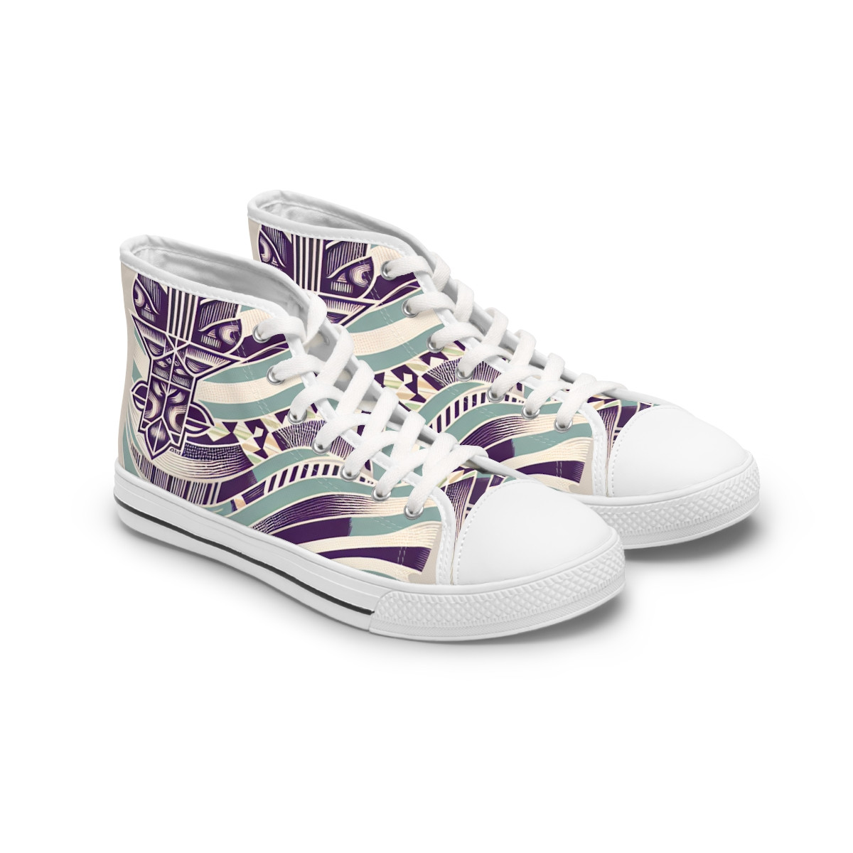 "AfroFusion Kente Kicks" - Womn's High top Sneakers