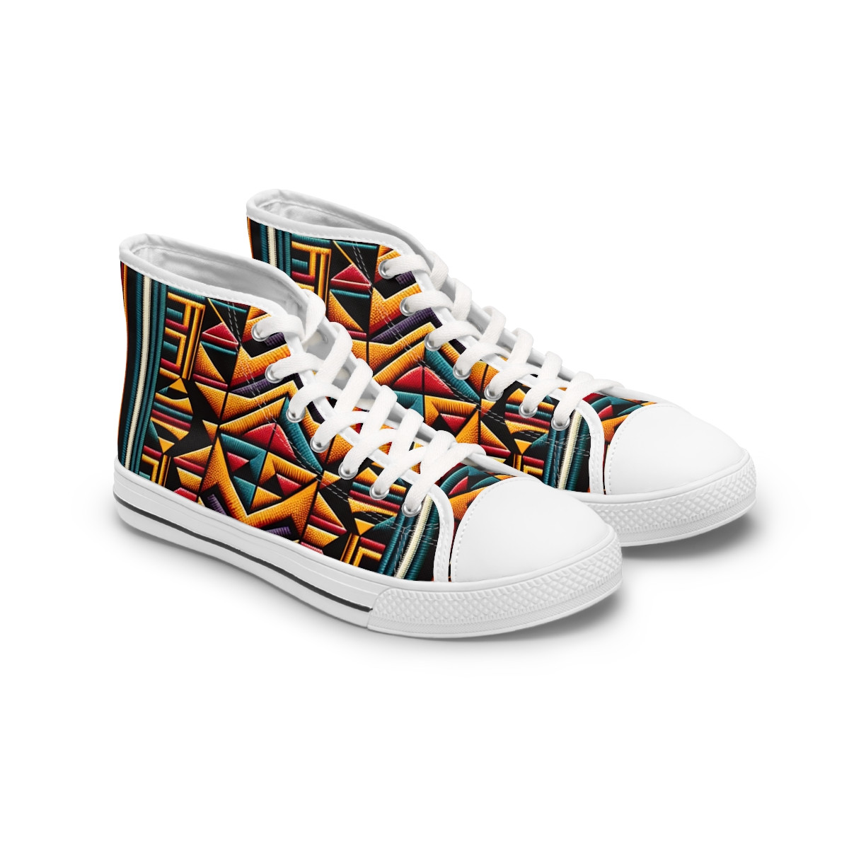 "HeritageStride: AfroFusion Kente Kicks" - Womn's High top Sneakers