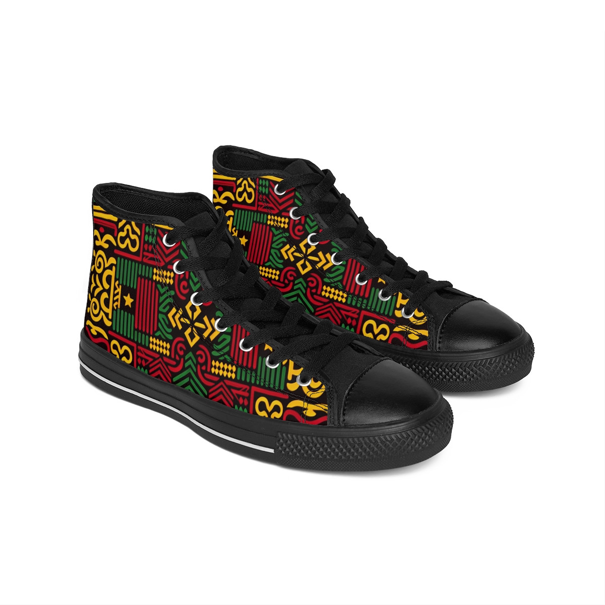 "Heritage Hues Kente Kicks" - Women's Classic Sneakers
