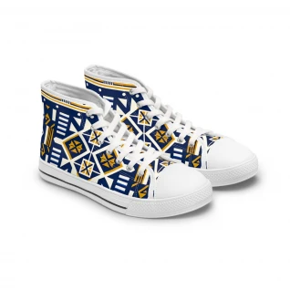 "Kente Kicks:Stride in Heritage" - Womn's High top Sneakers