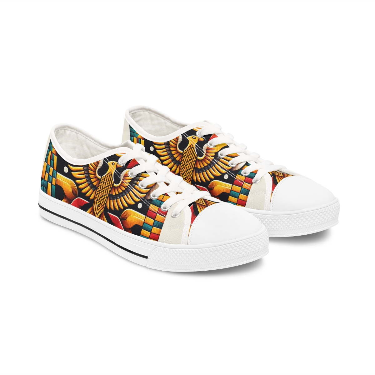 "AfroStride Kente Kicks" - Women's Lowtop Sneakers