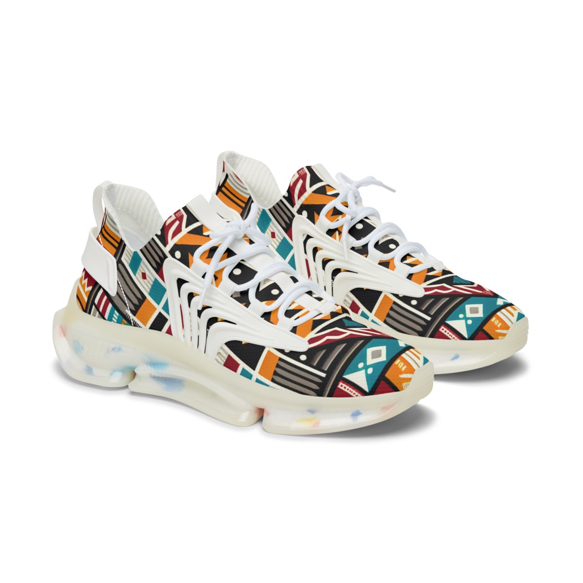"Heritage Stride: AfroFusion Kente Kicks" - Women's Mesh Sneaker