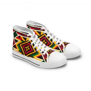 "CulturedStride: AfroFusion Kente Kicks" - Womn's High top Sneakers