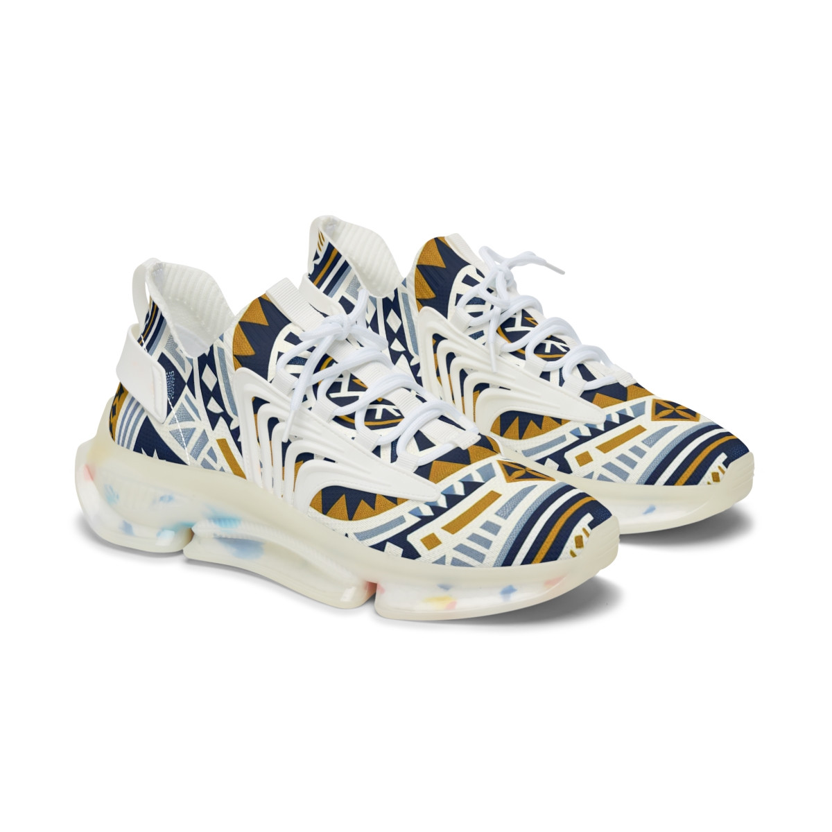 "AfroElegance Kente Kicks" - Women's Mesh Sneaker