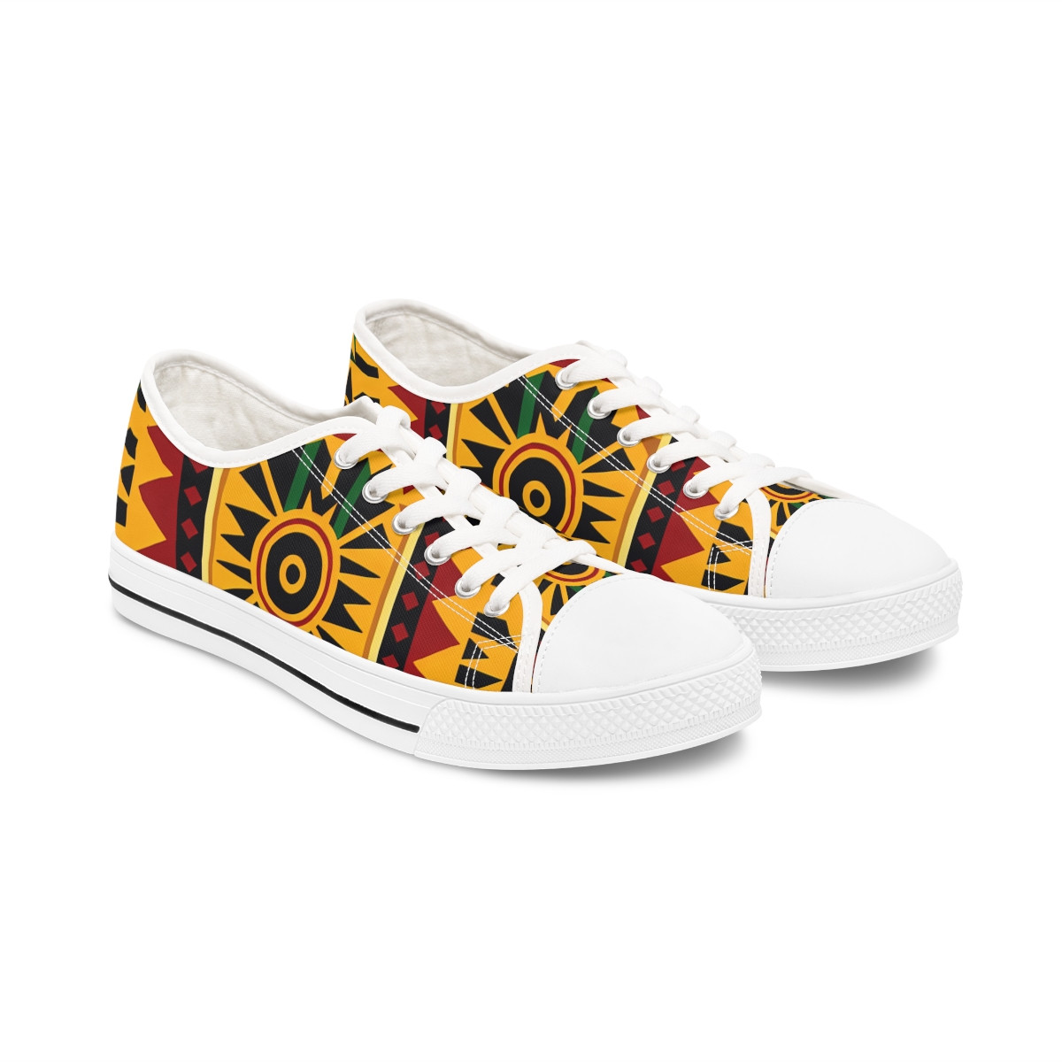 "AfroRhythm Kente Kicks" - Women's Lowtop Sneakers