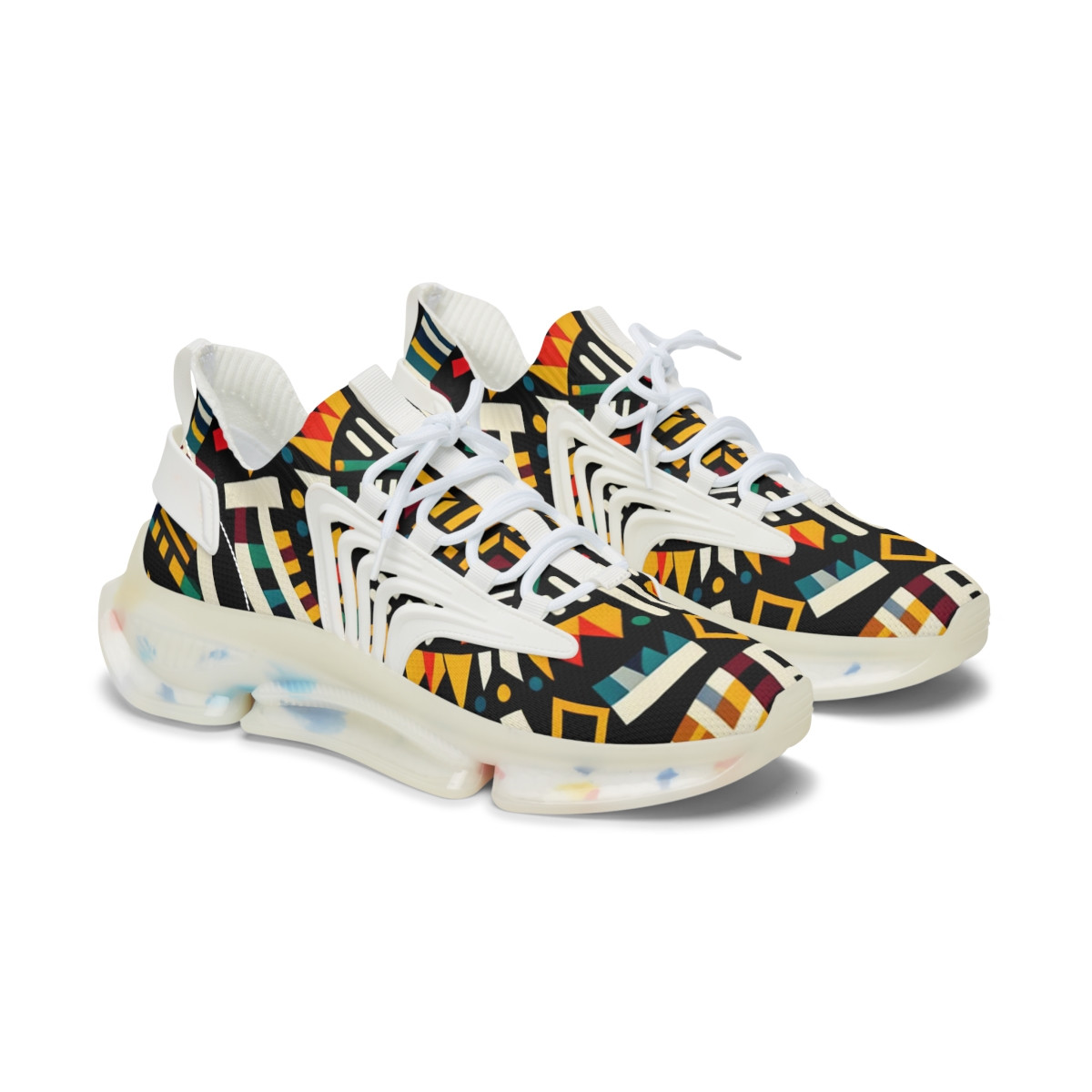 "AfroPulse Kente Kicks" - Women's Mesh Sneaker