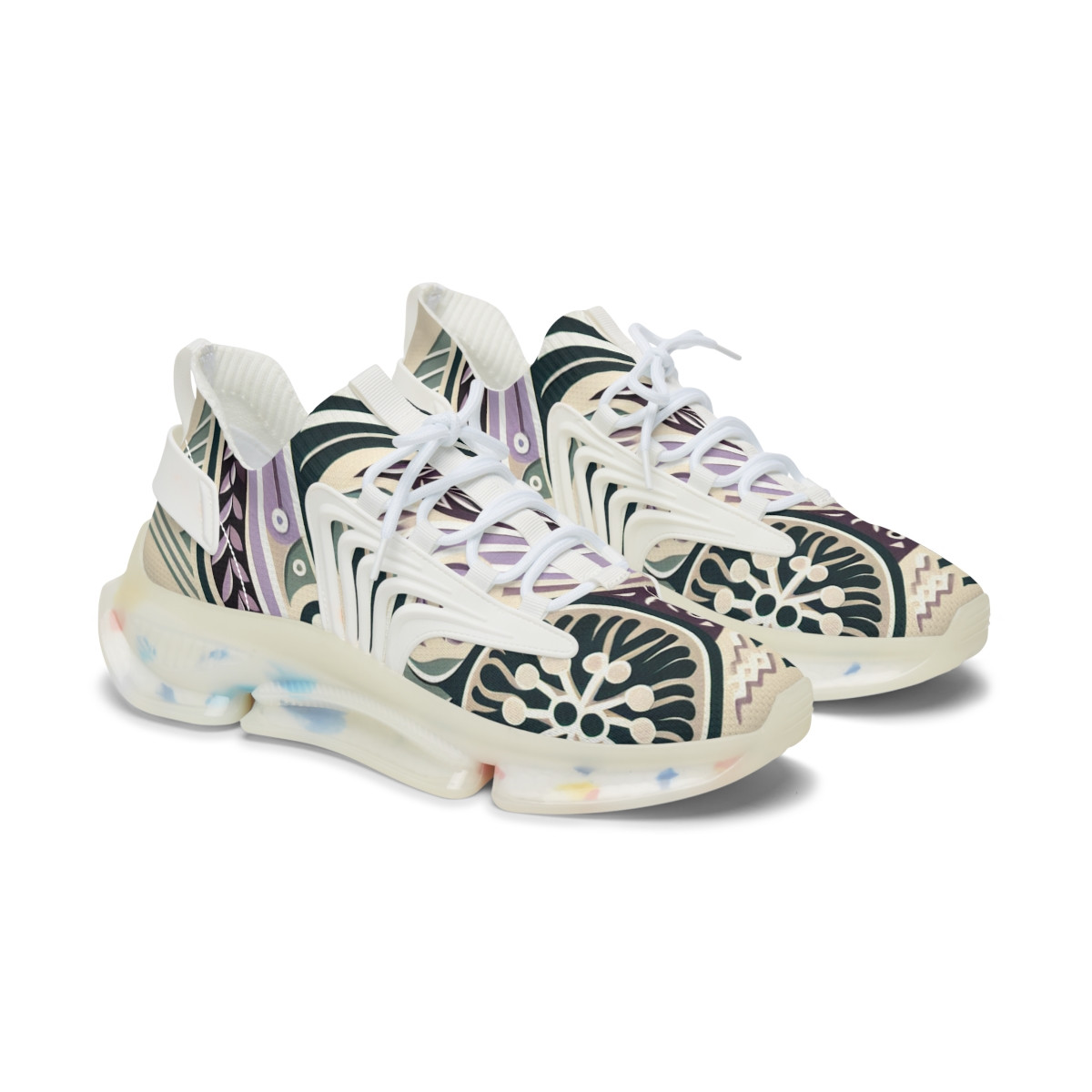 "AshantiStride: Kente Kaleidoscope Kicks" - Women's Mesh Sneaker