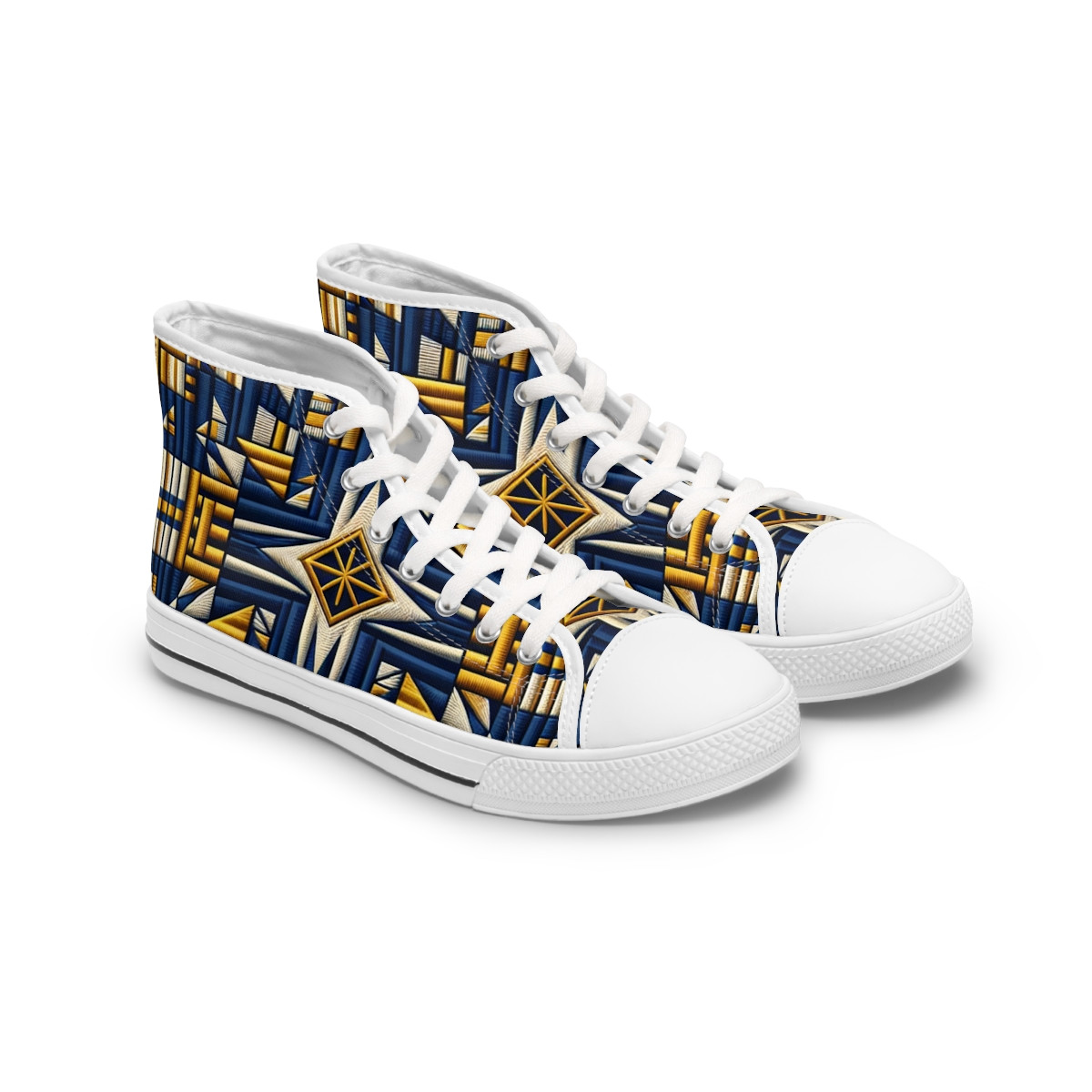 "Heritage Stride: Kente Fusion Sneakers" - Womn's High top Sneakers