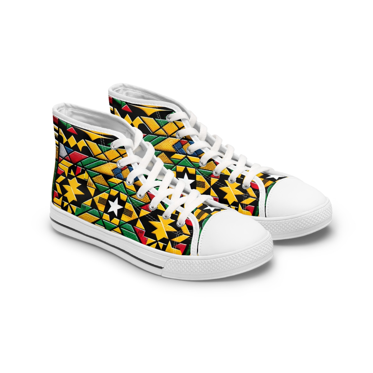 AfroStride Vibrant Kente Kicks - Womn's High top Sneakers