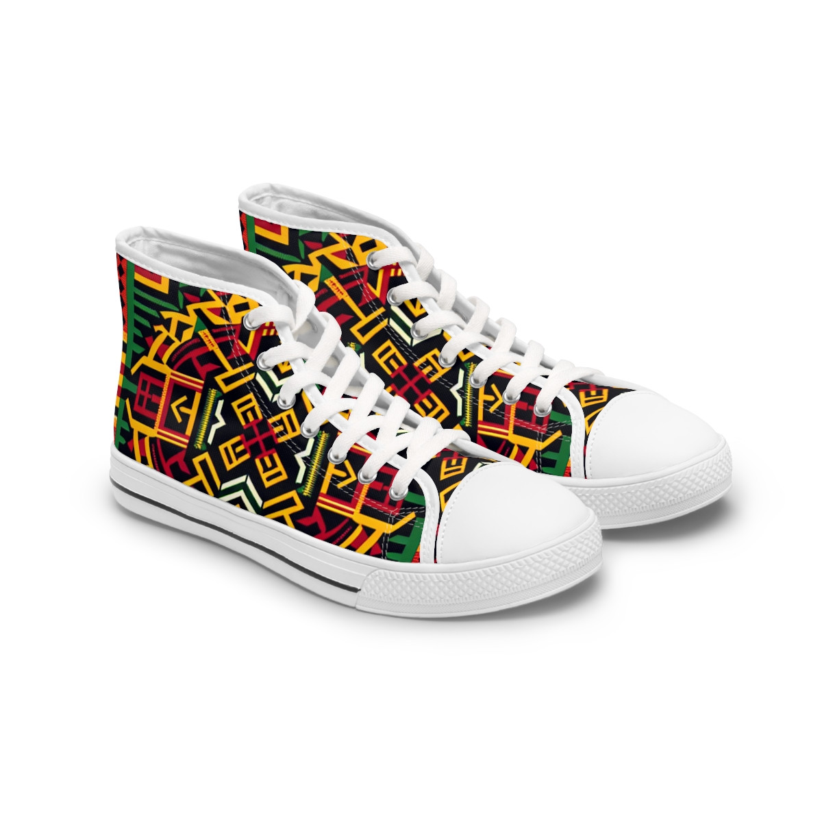 "Afro-Pulse Kente Kicks" - Womn's High top Sneakers