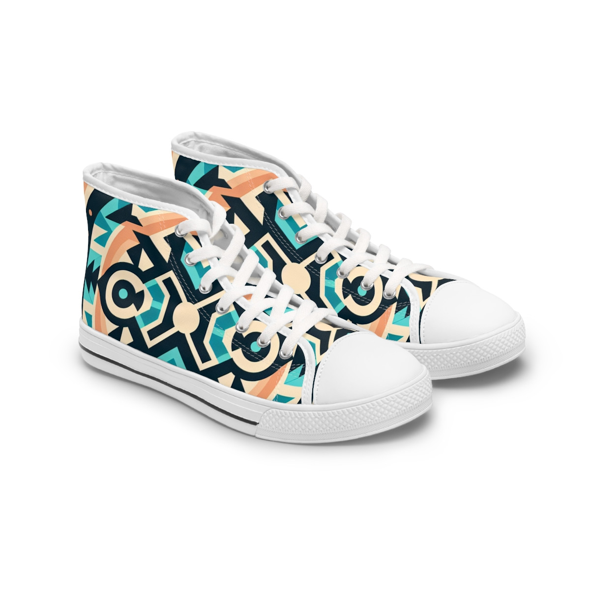 "Kente Kicks: Afrocentric Stride" - Womn's High top Sneakers