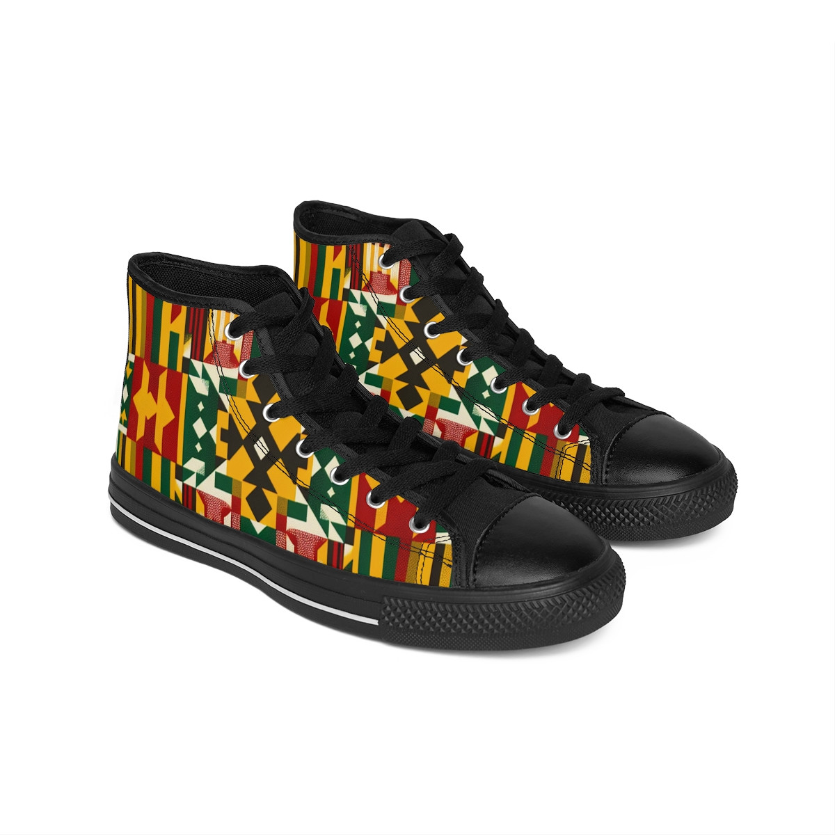 "AfroFusion Step Stripes" - Women's Classic Sneakers