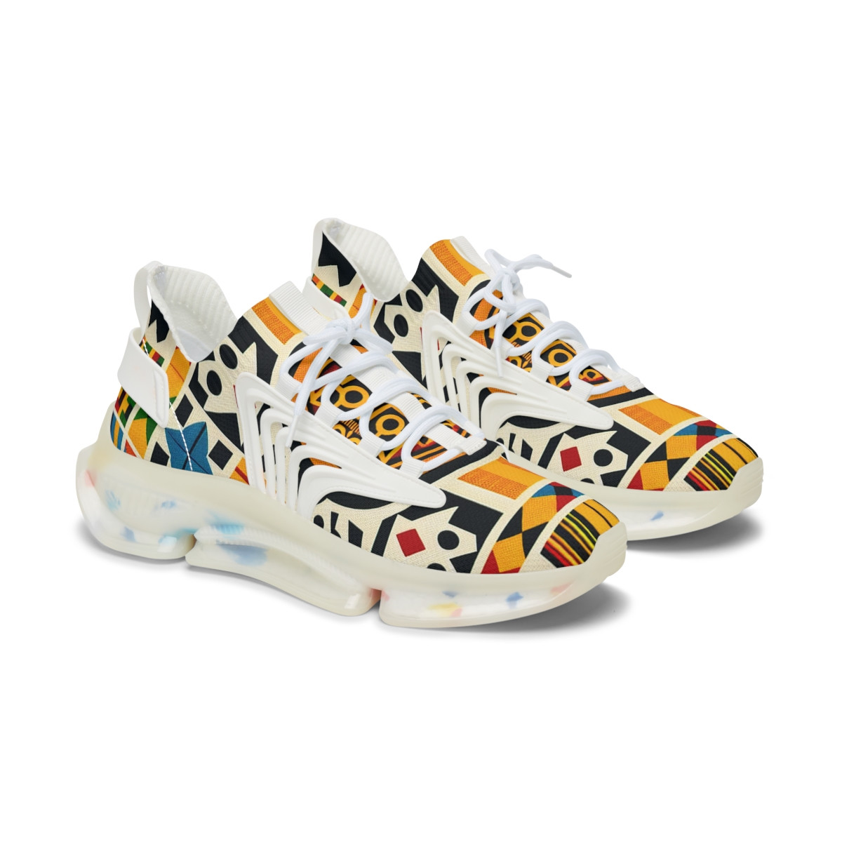"AfroDazzle Kente Kicks" - Women's Mesh Sneaker