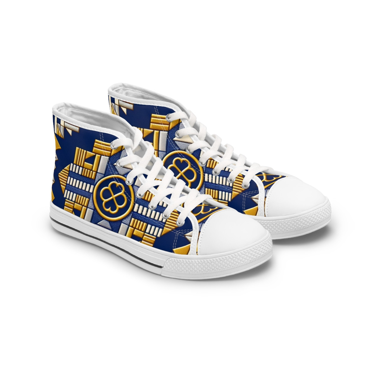 "AfroVibes Royal Kente Kicks" - Womn's High top Sneakers