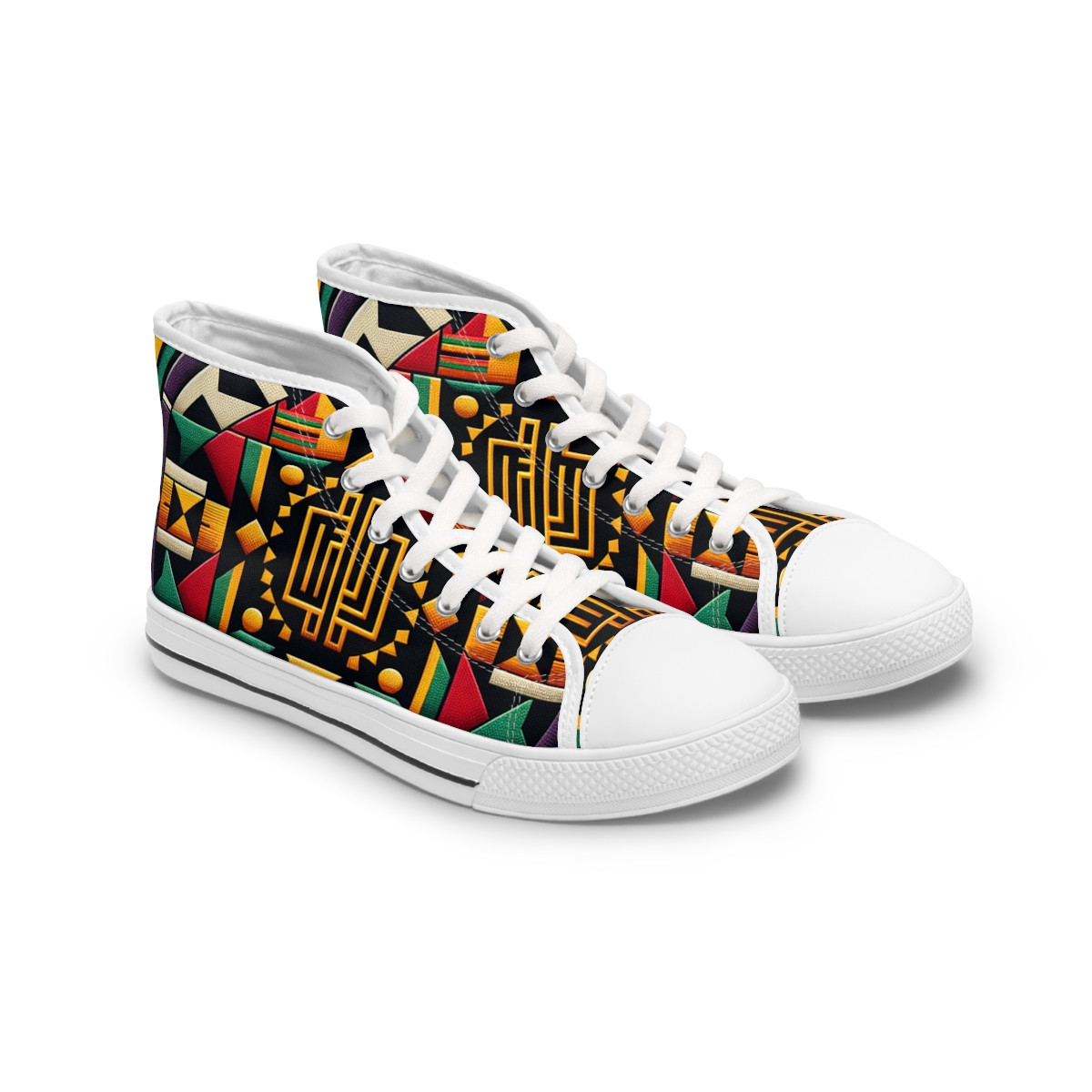 "Heritage Stride" Kente Sneakers - Womn's High top Sneakers