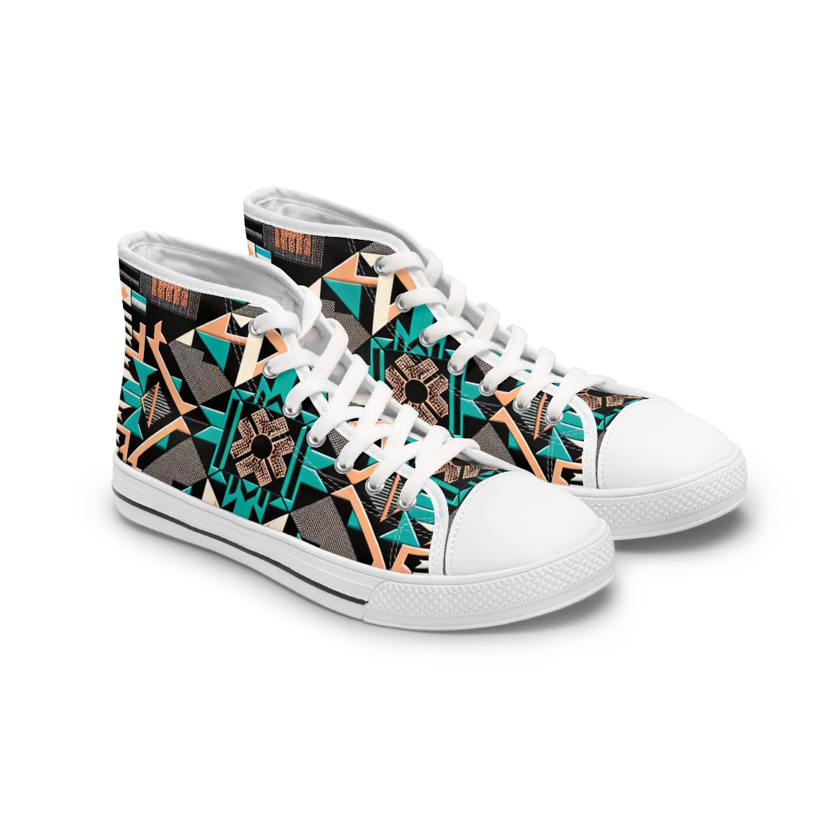 "Heritage Stride: Kente Fusion Sneakers" - Womn's High top Sneakers