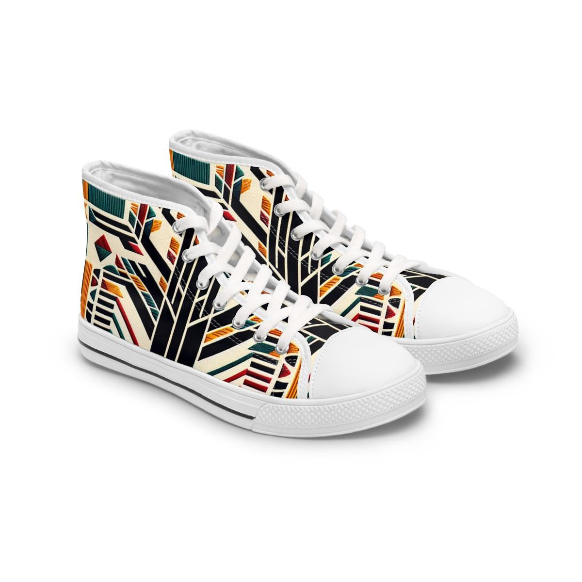 "AfroMingle Kente Kicks" - Womn's High top Sneakers