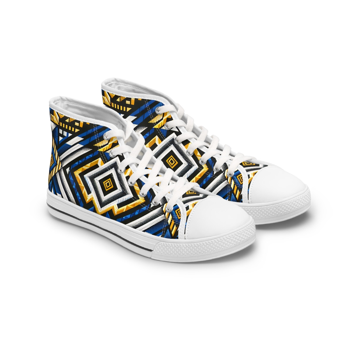 "AfroStride: Kente Fusion Sneakers" - Womn's High top Sneakers