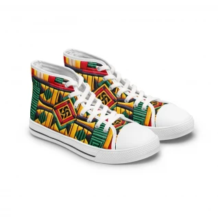"HeritageStride: Kente Kaleidoscope Sneakers" - Womn's High top Sneakers