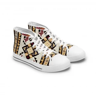 "KenteKicks: AfroFusion Steps" - Womn's High top Sneakers