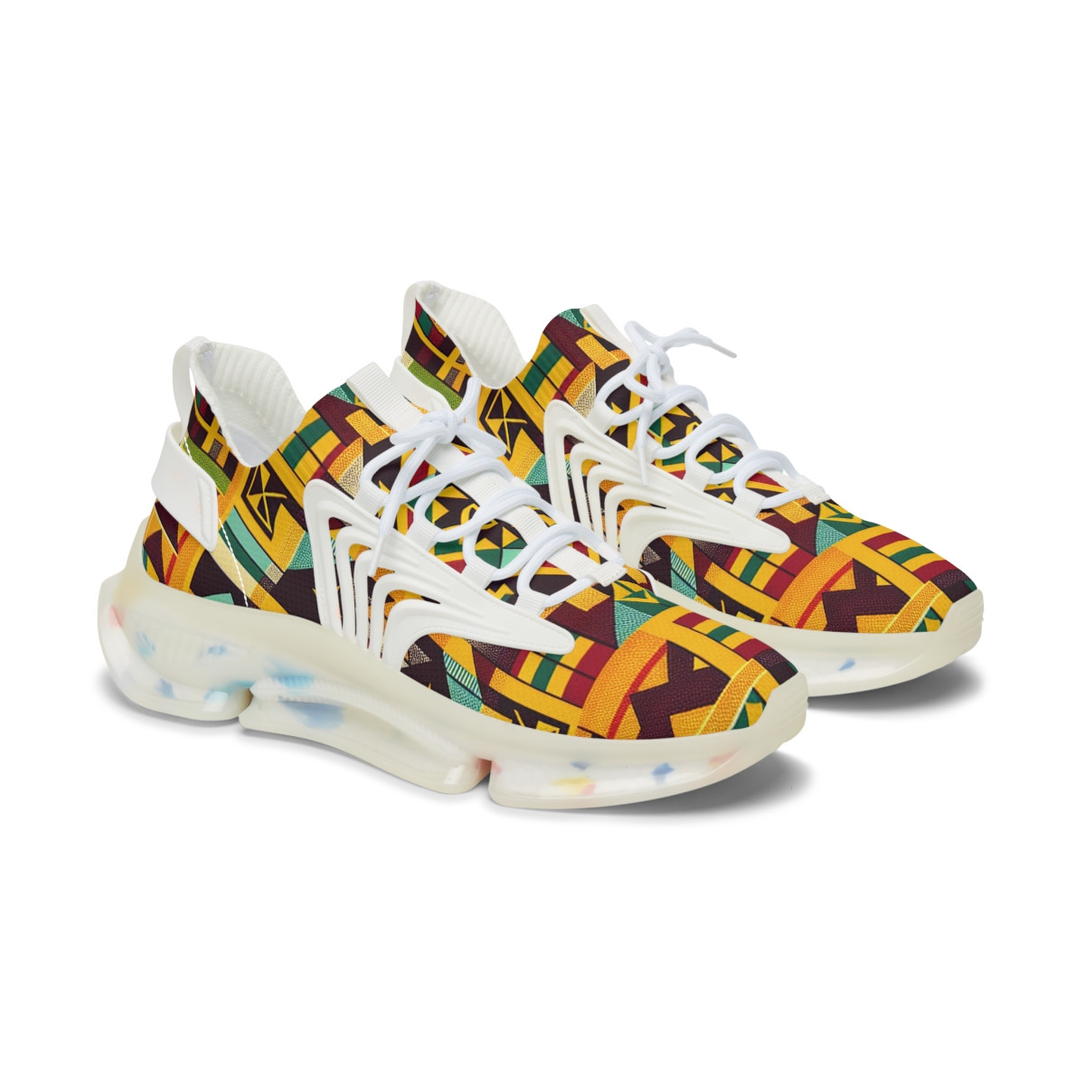"Ashanti Stride: Kente Kaleidoscope Sneakers" - Women's Mesh Sneaker