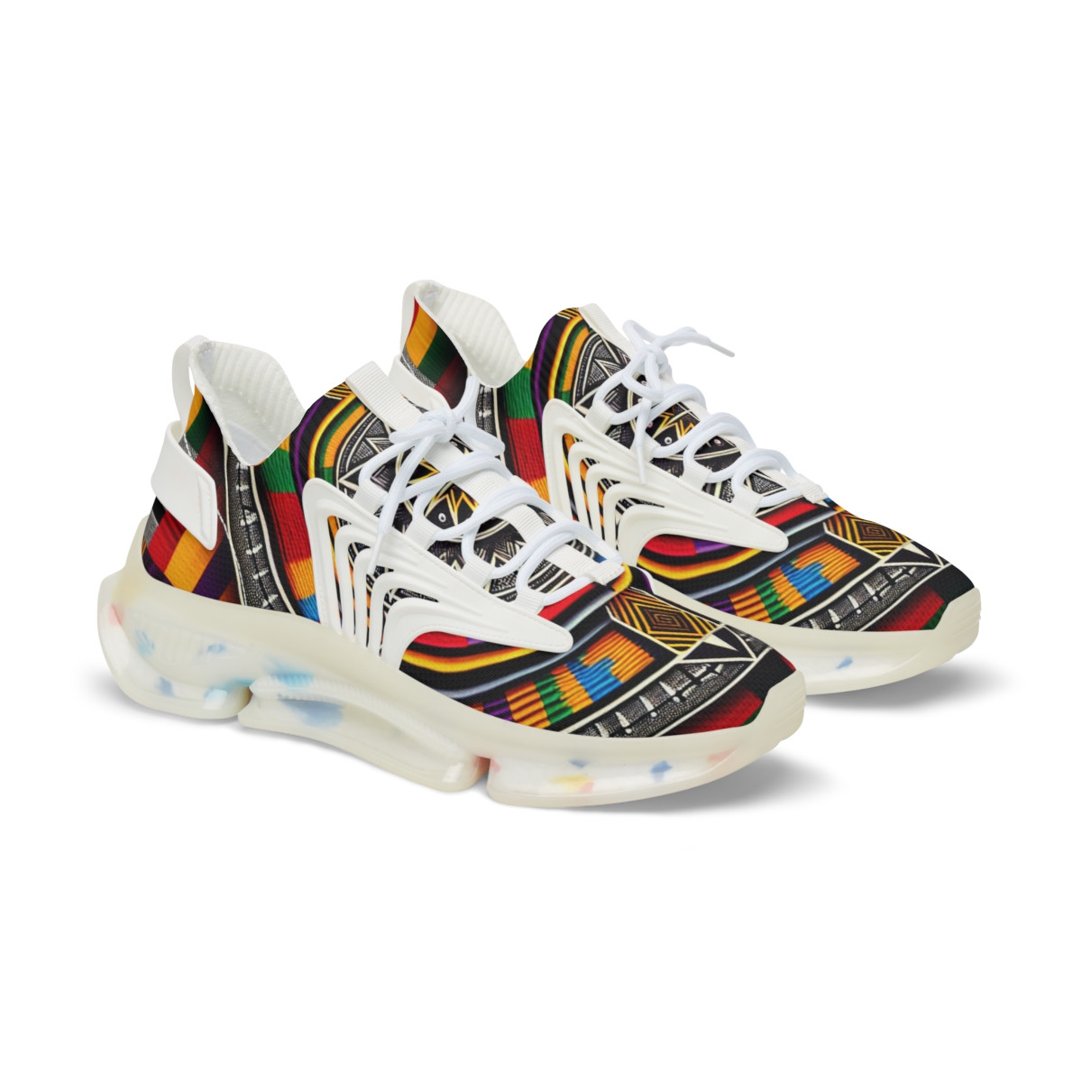 "AfroStride: Kente Kaleidoscope Sneakers" - Men's Mesh Sneaker