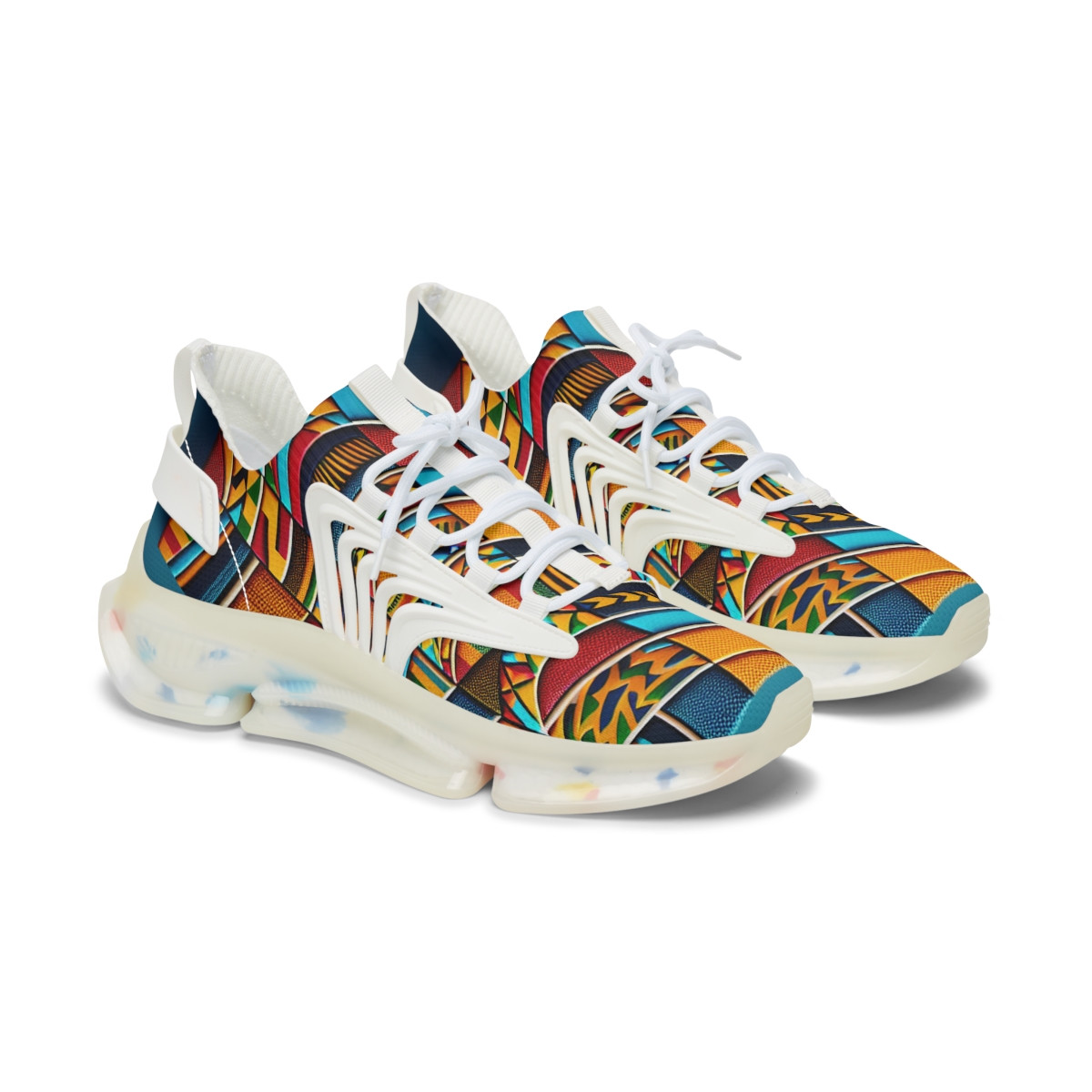 "AfroPulse Kente Kicks" - Women's Mesh Sneaker