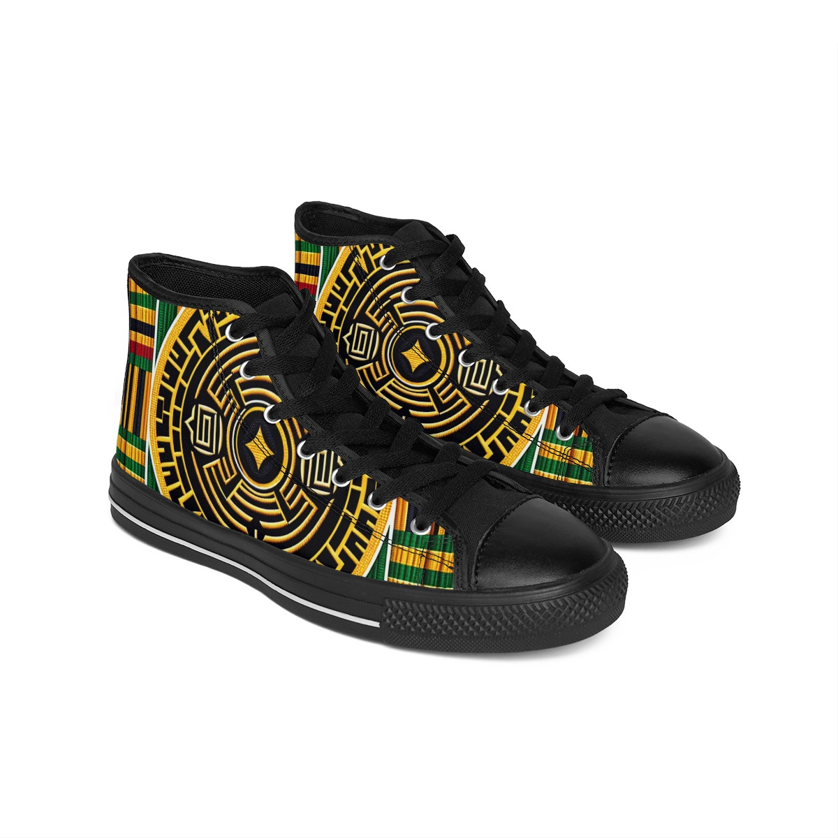 "CultureStride: Kente Kaleidoscope Sneakers" - Women's Classic Sneakers