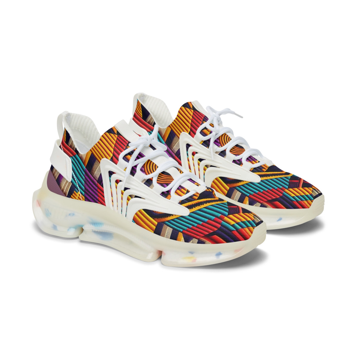 "Heritage Stride Kente Kicks" - Women's Mesh Sneaker