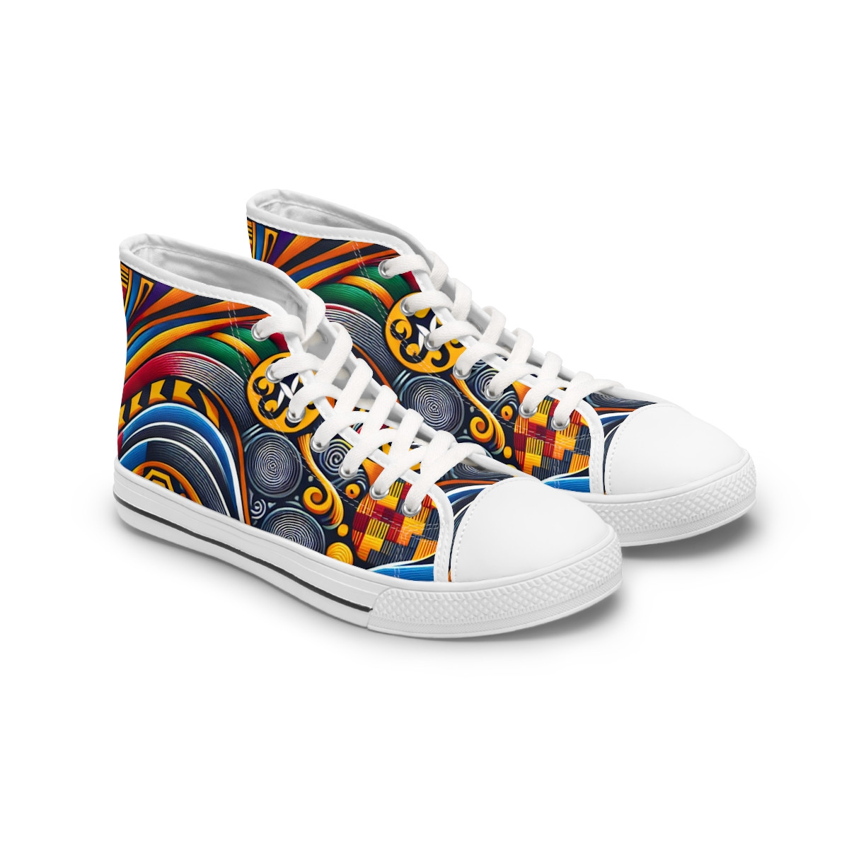 "AfroStylin' Kente Kicks" - Womn's High top Sneakers