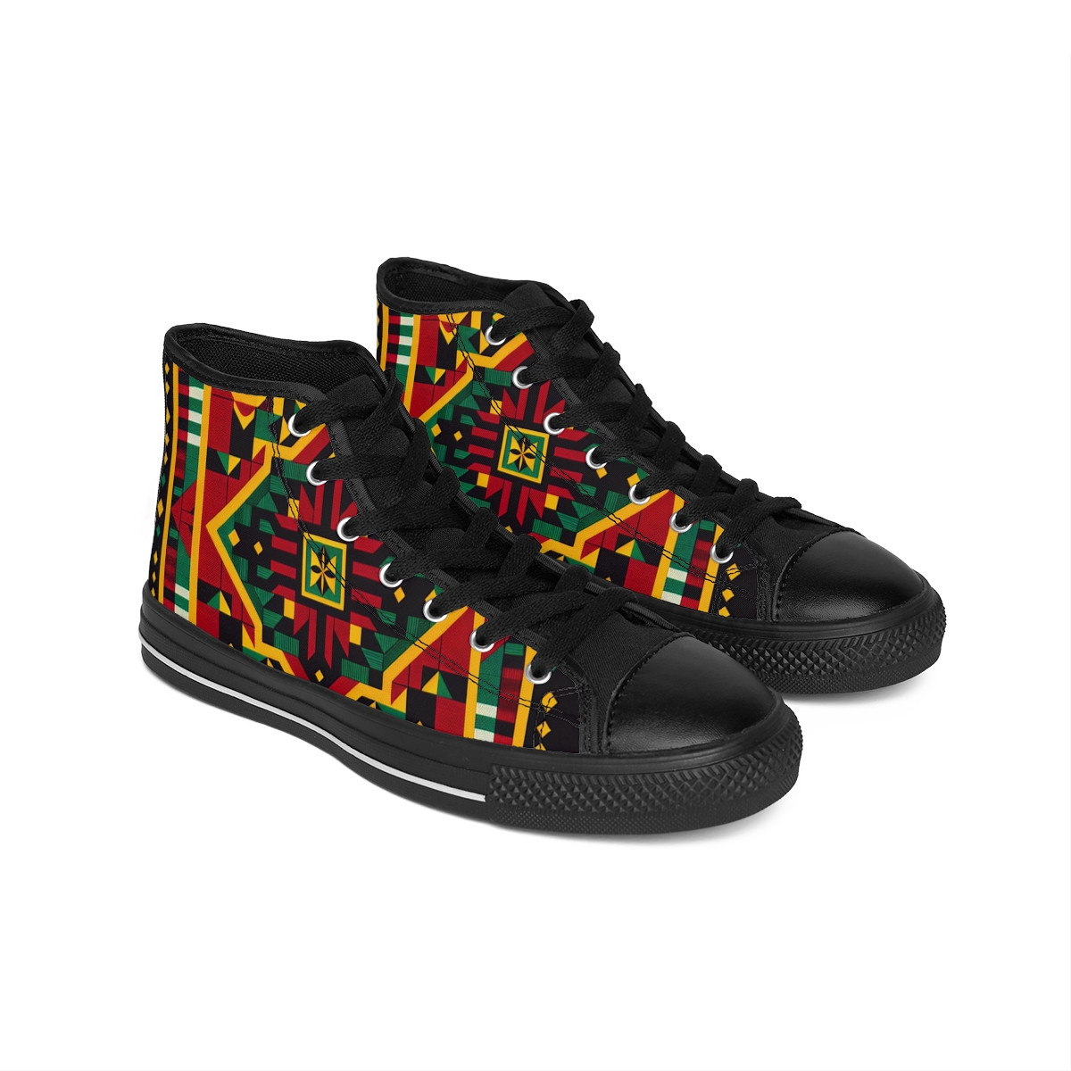 "Heritage Stride: Kente Fusion Sneakers" - Women's Classic Sneakers