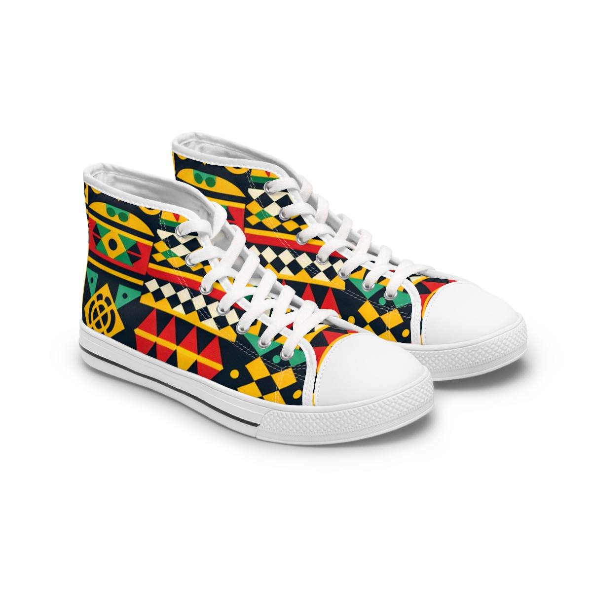 "AfroDazzle Kente Kicks" - Womn's High top Sneakers