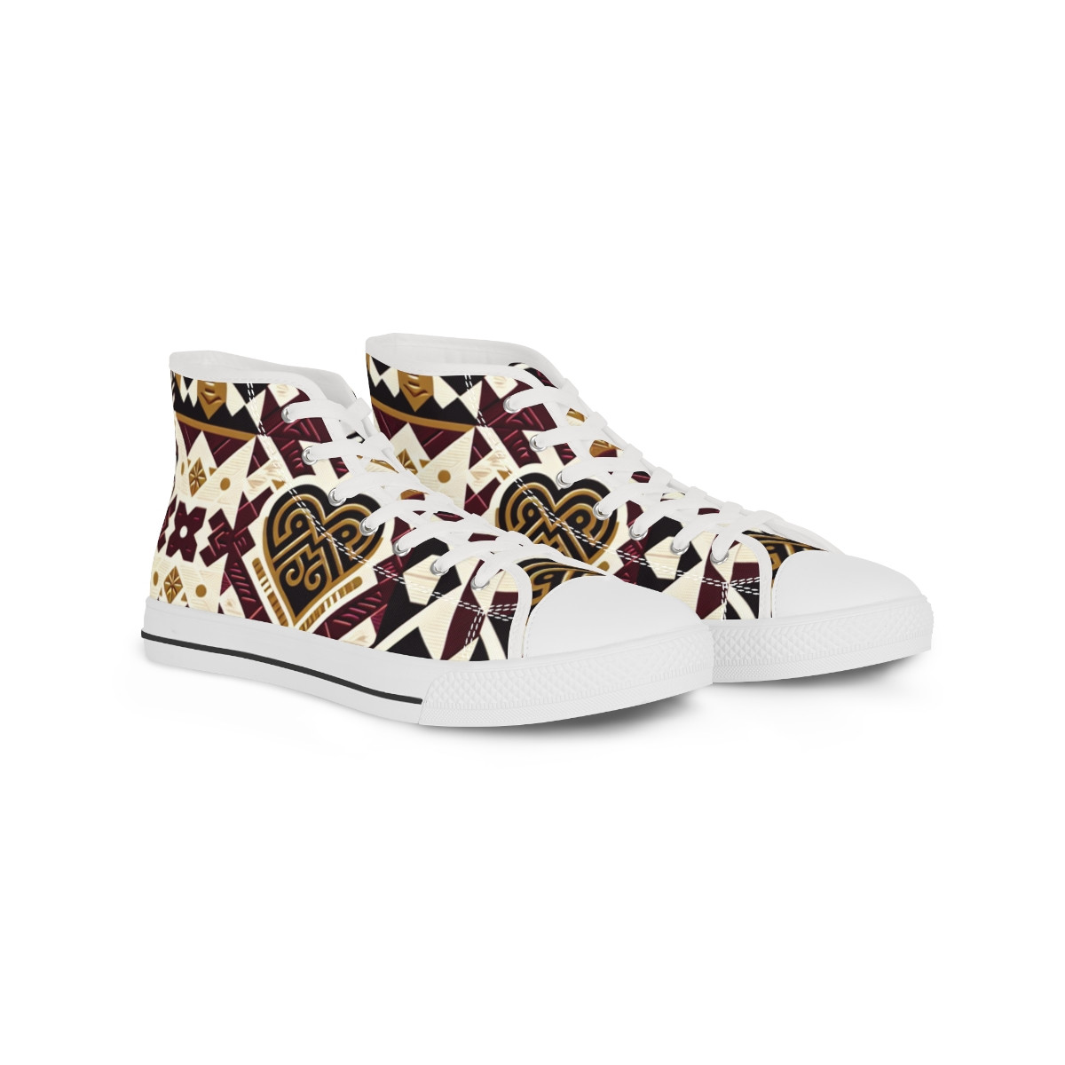 "Ashanti Stride: Kente Jazzed Sneakers" - Men's High top Sneakers
