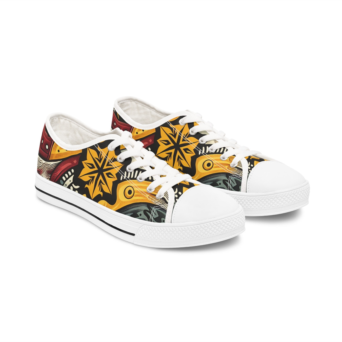 "AfroFusion Kente Kicks" - Women's Lowtop Sneakers