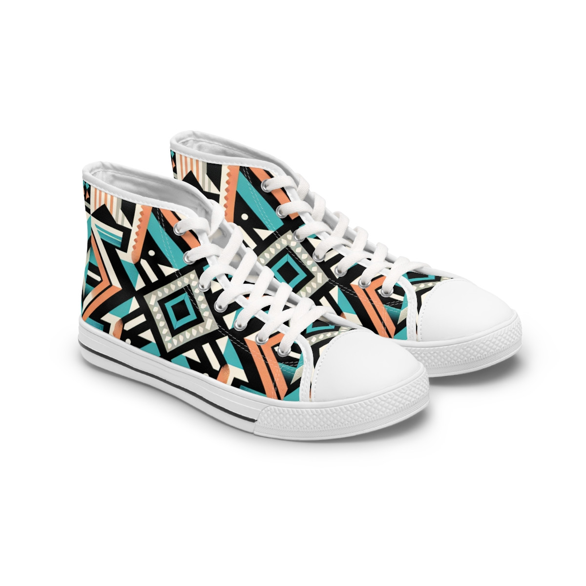 "AfroEthnic Kente Kicks" - Womn's High top Sneakers