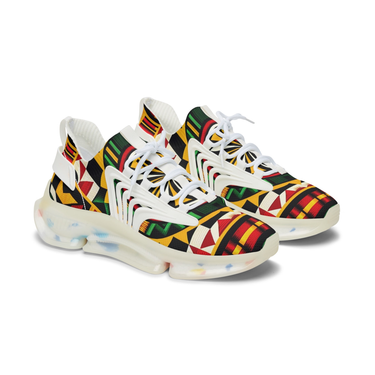 "AfroKicks: Kente Groove Collection" - Women's Mesh Sneaker