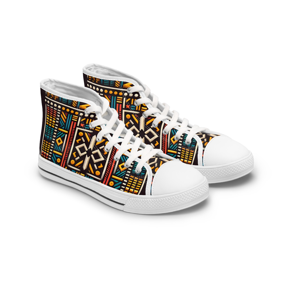 "AfroFusion Kente Kicks" - Womn's High top Sneakers