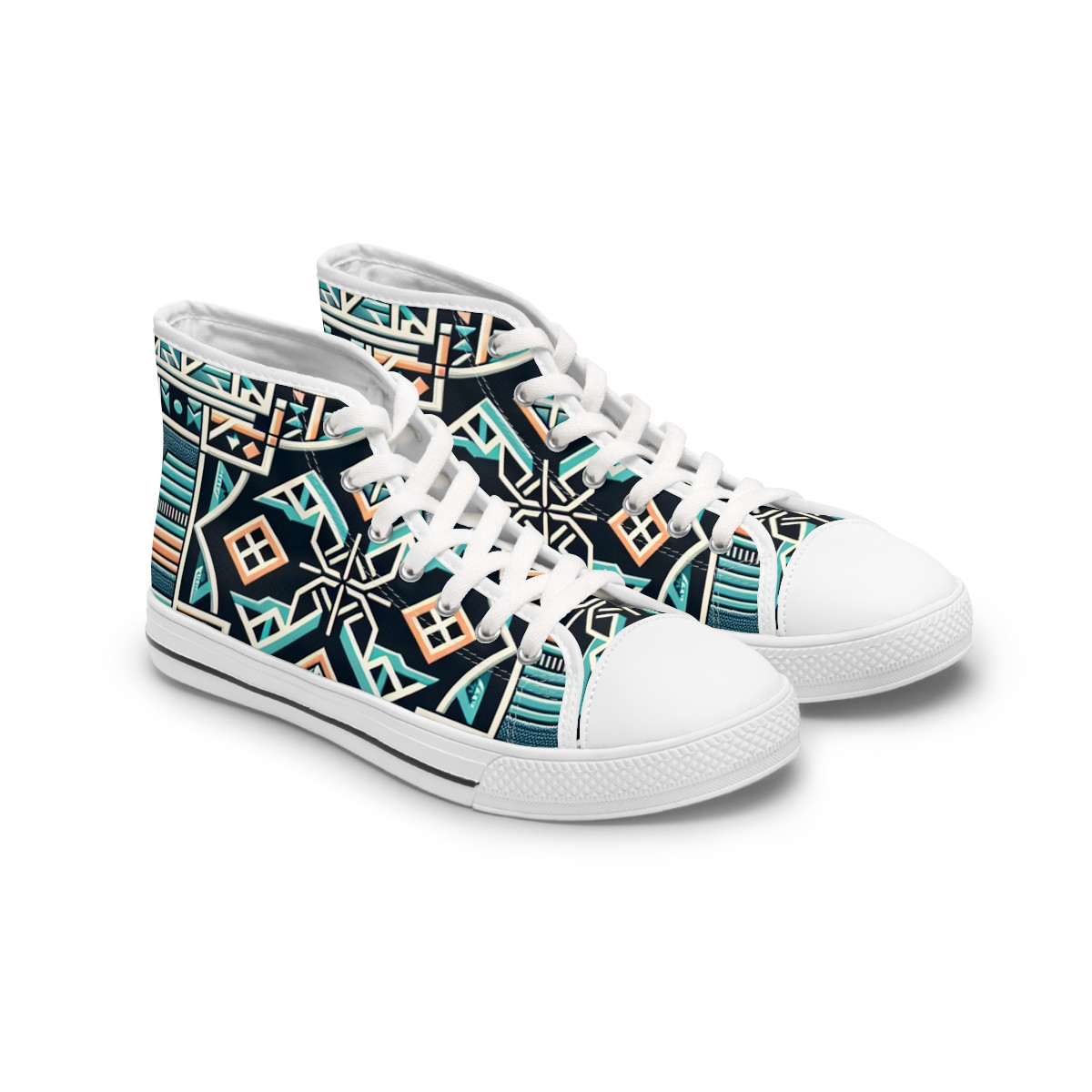 "AfroStride: Kente Kaleidoscope Kicks" - Womn's High top Sneakers