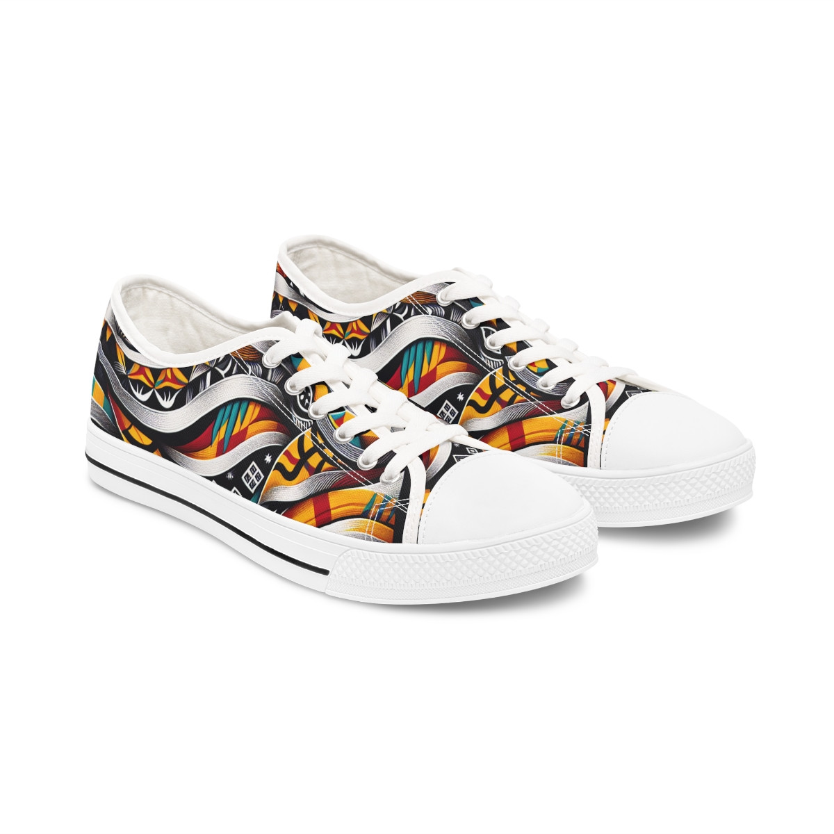 "AfroFusion Kente Kicks" - Women's Lowtop Sneakers