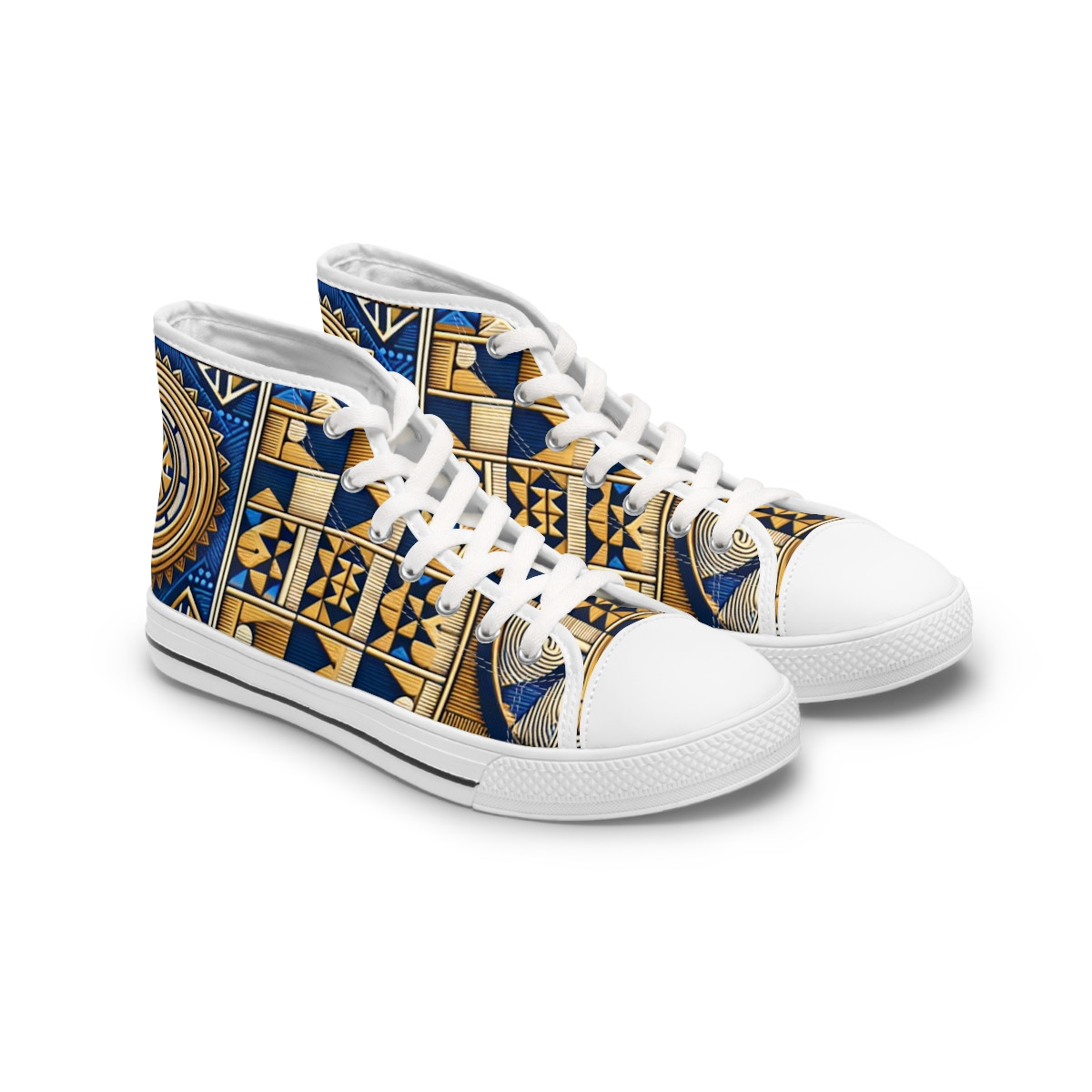 "Kente Kicks: Afrocentric Elegance" - Womn's High top Sneakers