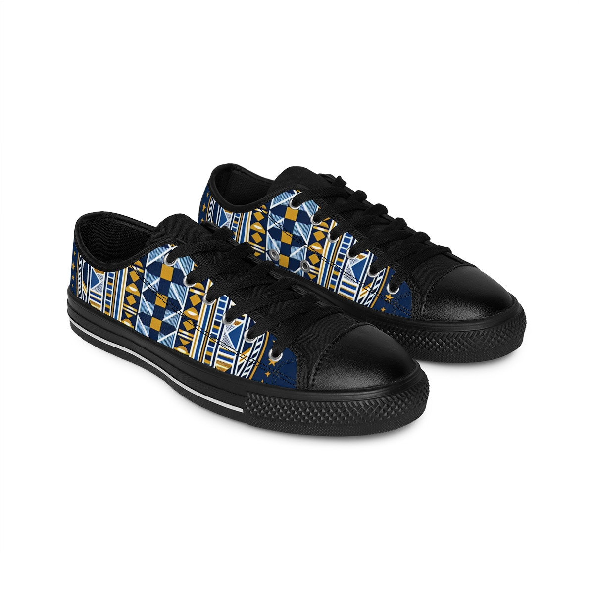 "African SunStride: Kente Couture Sneakers" - Women's Sneakers