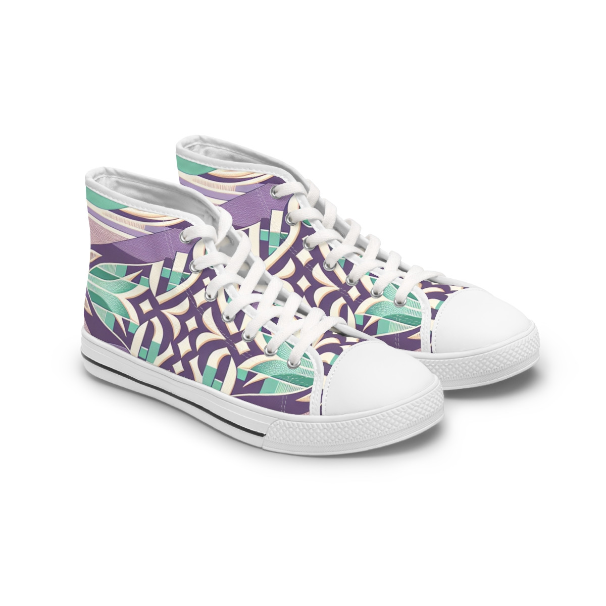 "Heritage Stride: Kente Chronicles Sneakers" - Womn's High top Sneakers