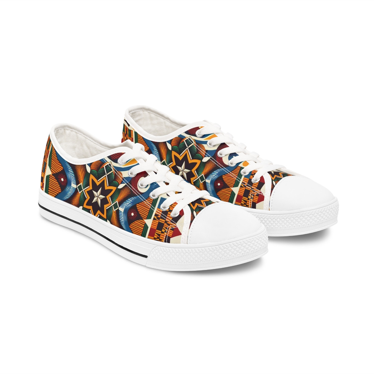 "AfroStride Kente Kicks" - Women's Lowtop Sneakers