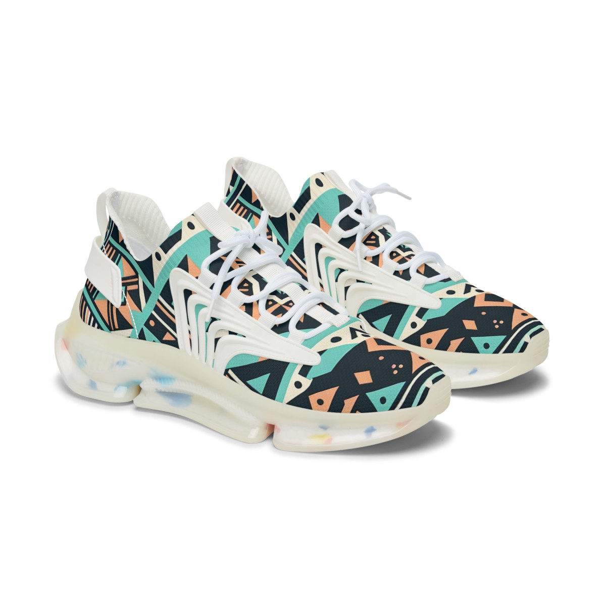 "AfroStride: Kente Kaleidoscope Kickers." - Women's Mesh Sneaker