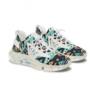 "AfroStride: Kente Kaleidoscope Kickers." - Women's Mesh Sneaker