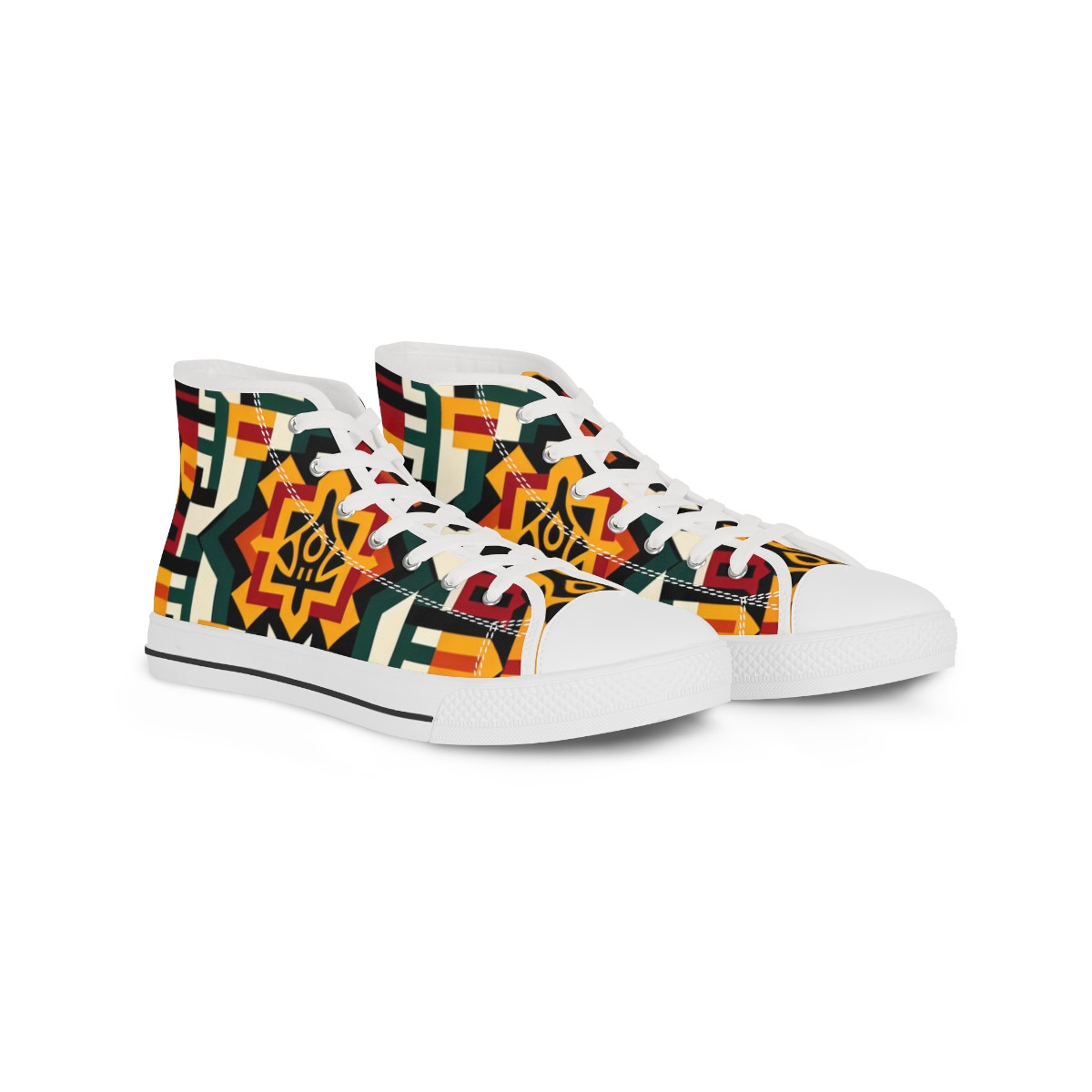 "Heritage Stride: AfroSync Kente Kicks" - Men's High top Sneakers