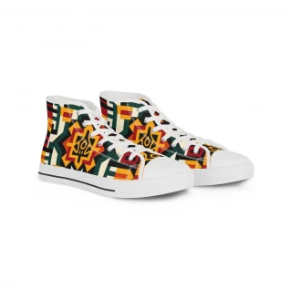 "Heritage Stride: AfroSync Kente Kicks" - Men's High top Sneakers