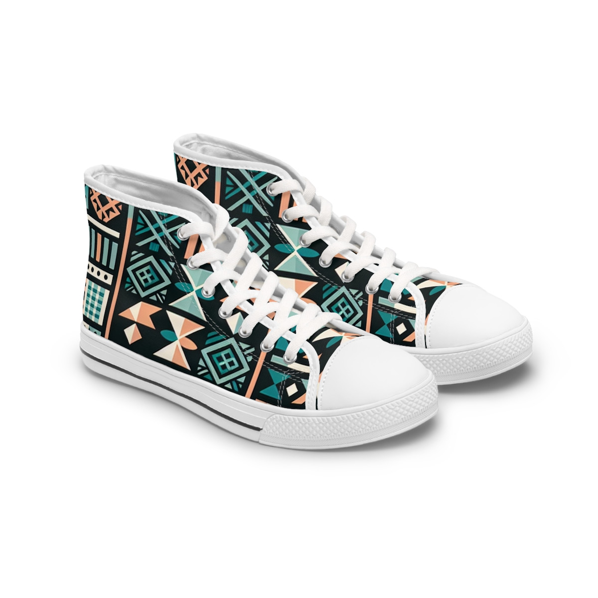 "Heritage Stride: Afro-fusion Kente Sneakers" - Womn's High top Sneakers